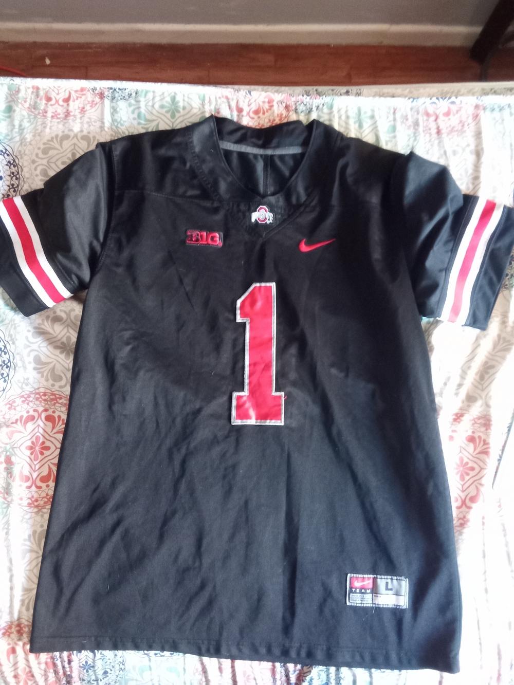 Nike Ohio State Black Football Jersey with Red Number 1